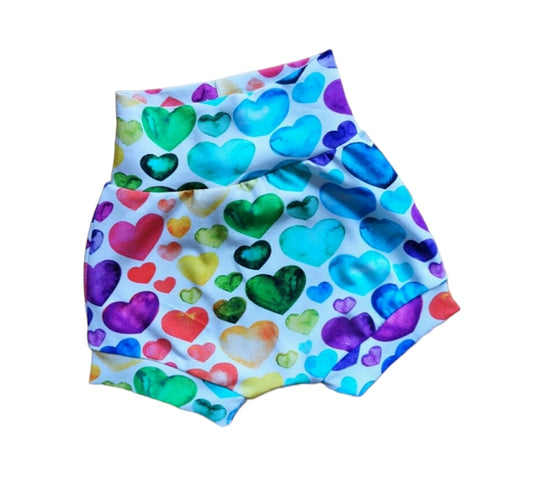 Rainbow hearts cuffed shorts