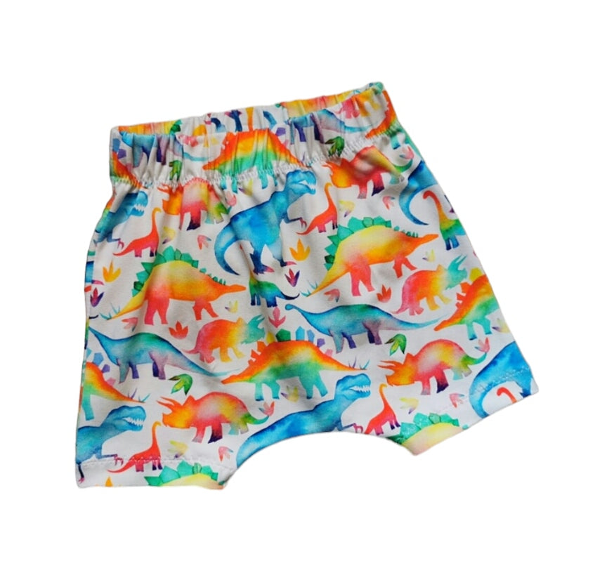 Rainbow dinosaurs harem shorts