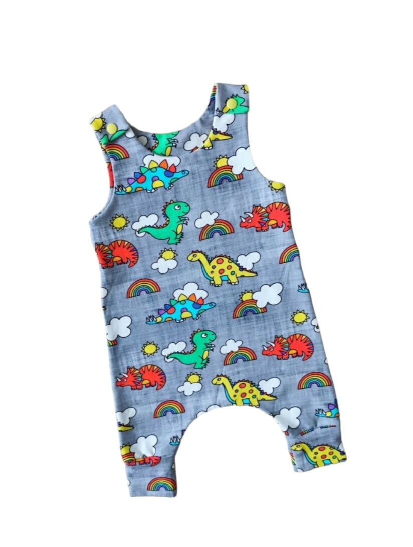 Rainbow dinosaurs harem romper